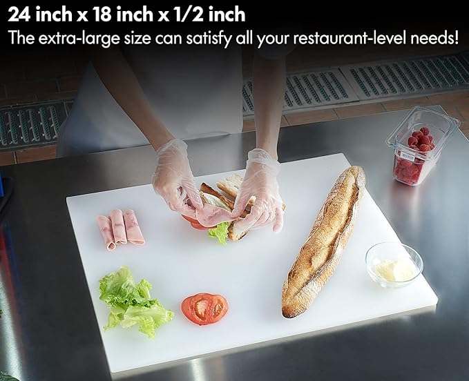 CURTA 2-Pack Yellow Cutting Boards for Kitchen, 24" x 18" x 0.5" Color Coded Plastic Chopping Board with Anti Slip Surface Dishwasher Safe