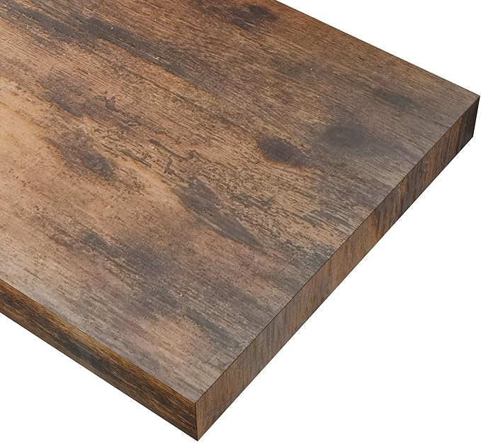 Rustic Brown 24 Inch Floating Shelves for Wall, 10 Inch Deep Floating Shelves, Wall Shelves for Bathroom Over Toilet, Live Edge Display Shelf with Invisible Brackets for Bedroom, Home Decor