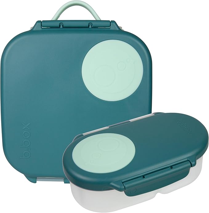 b.box Mini Lunch + Snack Containers (Emerald Forest): 2-Pack Set Includes Lunch Box (4 1/4 Cup Capacity) & Snack Box (1 3/4 Cup Capacity). Easy Open Bento Containers, School Supplies