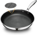 9.5" Non Stick Frying Pans, Hybrid Ceramic Stainless Steel Pan, Skillet with Stay-Cool Handle, Non Toxic, PFAS PFOA PTFE Free, Dishwasher & Oven Safe, Induction, Compatible with All Cooktops