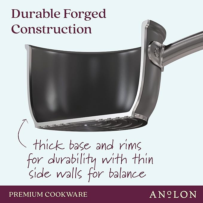 Anolon Accolade Forged Hard Anodized Nonstick Square Grill Pan/Griddle with Spouts, 11 Inch - Moonstone Gray