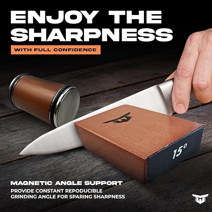 Rolling Knife Sharpener Tool Kit, Kitchen Knife Sharpener with Diamonds and Ceramic, Sharpener Kit offer 15° & 20° Magnetic Angles, Hunting knife Sharpener for Kitchen Gadgets & Gifts