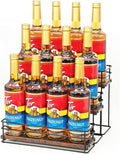 12 Bottle Coffee Syrup Organizer Rack, 3 Tier Coffee Syrup Bottle Stand Holder for Coffee Bar, Installation-free, Liquor Bottle Display Shelf, Coffee Syrup Shelf for Liquor Whiskey Wine Display