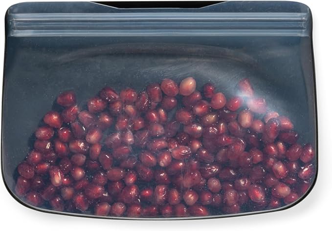 W&P Porter Silicone Reusable Storage Bag, Sandwich (10oz Flat), Charcoal, Food Storage Container, Microwave and Dishwasher Safe, Easy Cleaning