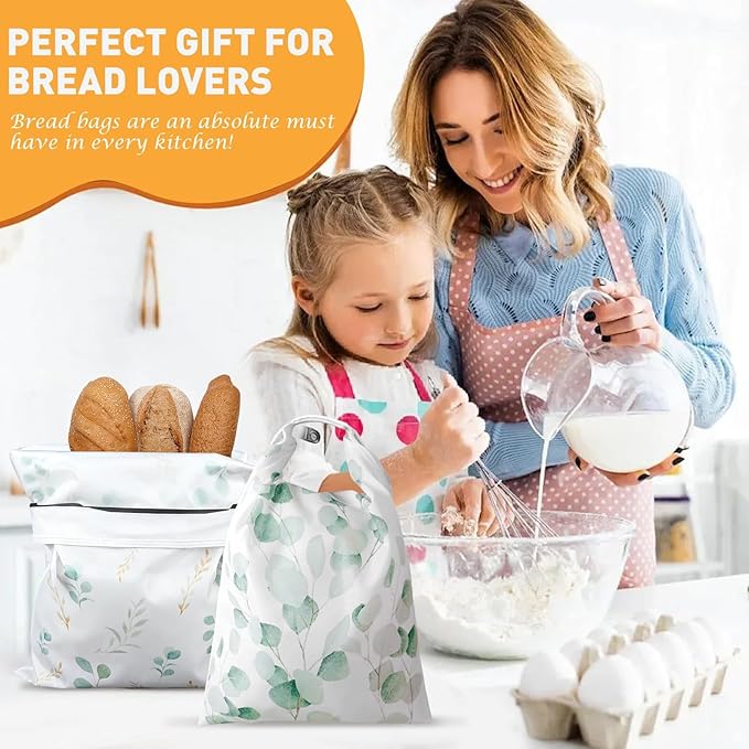 4 Pcs Reusable Beeswax Bread Bags for Homemade Bread 17" x12" Sourdough Storage Bags with Foodgrade TPU Lining Food Wraps to Keeping Fresh Loaf Fresh Freezer Baker Baking Supplies (Green)