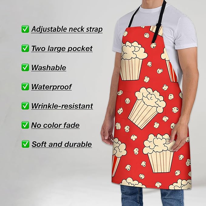 Colorful Pug Apron for Women Men 28x33in, Kitchen Chef Aprons with 2 Pockets, Polyester, Pug Dog Apron
