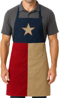 Kitchen Apron With Pockets Texas Flag Lone Star Applique,2 Front Pockets,Adjustable Neck Trap for Bistro BBQ