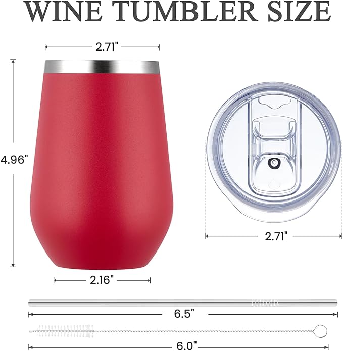 MEWAY 12oz Stainless Steel Wine Tumbler with Lid - Double Wall Vacuum Insulated Swig cups for Hot and Cold Drinks, Ideal for Coffee, Wine, Beer, gifts for Women under 10 dollars(Mix,Set of 12)