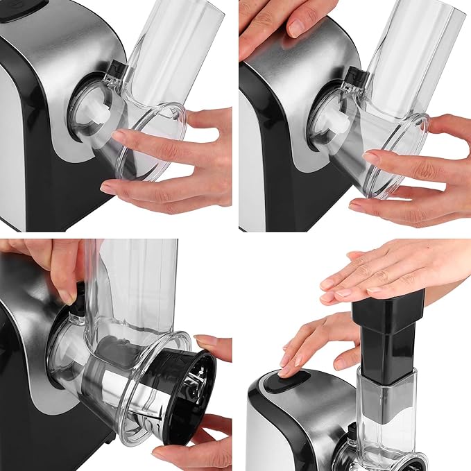 5 In 1 Professional Electric Cheese Grater, 150W Electric Cheese Shredder for Block Cheese Grater Shredder Salad Shooter for Cheeses, Shredded Carrots Cabbage and Nuts for Home Kitchen Use, BPA-Free