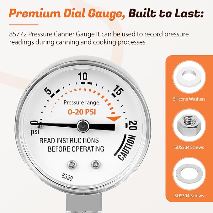 85772 Pressure Canner Steam Gauge,Presto Pressure Cooker Parts 82237 82121 for Presto Pressure Canner 01/CG22, 175001,175005,175006, 175107, 01781, 0178001,Pressure Cooker for Canning