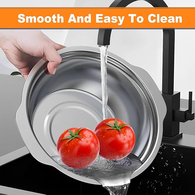 Stainless Steel Microporous Colander for Kitchen, 4.5QT Large Capacity, Colander and Bowl Set of Two, Stainless Steel Drain Basket with Mixing Bowl, for Washing Fruits and Vegetables