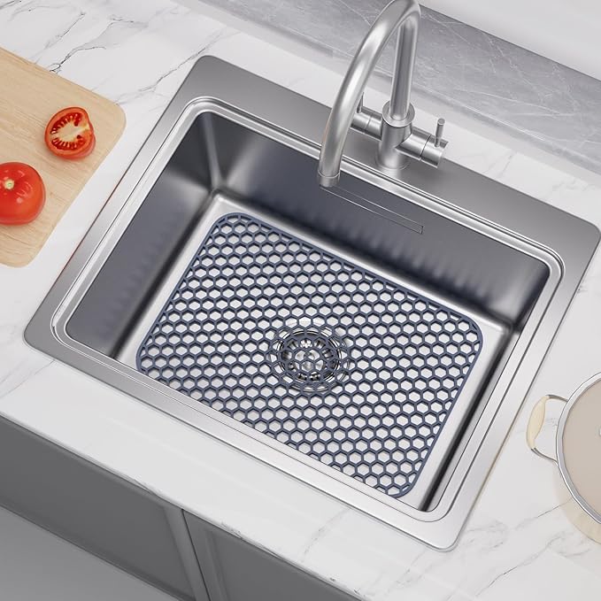 Silicone Sink Protector for Kitchen Sink - 18.3''x12.5'' Kitchen Sink Grid Accessory, Non-slip Heat Resistant Sink Grid Dry Mat for Bottom of Porcelain Stainless Steel, Dishwasher Safe