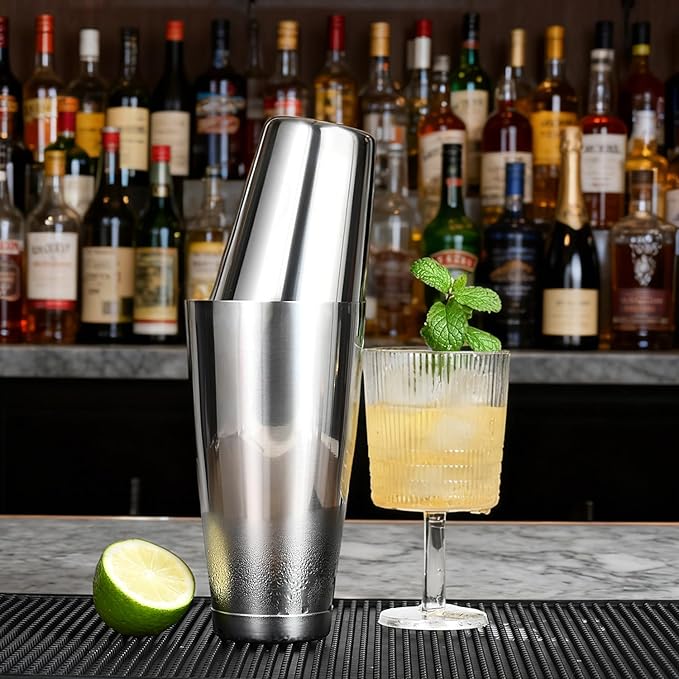Bulk Cocktail Shakers Bartending - 6pc Boston Bar Shaker Tins Stainless Steel, Commercial 18oz 28oz Metal Shaking Tin Set, Professional Bartender Kit for Drinks, Bar Supplies - Silver