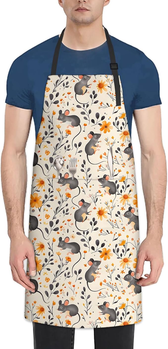 Cute Dolphin Apron for Women Men, Oxford Fabric Kitchen Cooking Chef Aprons