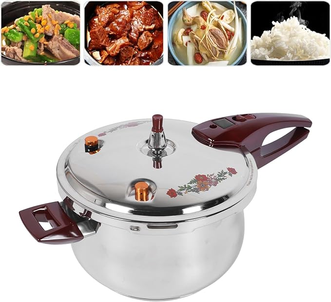 Stainless Steel Pressure Cooker 80KPA, Cookware Pressure Canner Rice Cooker with Safety Valve Devices, Compatible with Gas & Induction Cooker (11L)