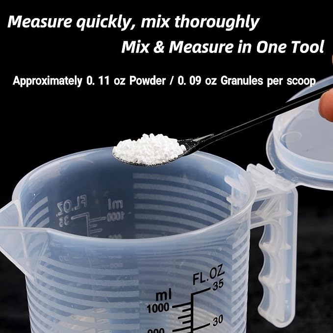 Measuring cups 35oz (1000 mL), Plastic, Multipurpose - Great for Chemicals, Oil, Pool and Gardening - Ounce (oz) and Milliliter (mL) Increments (1Set)