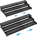 Expandable Spice Rack organizer with 3-Tier step shelf,Modern Design heavy duty,Non Skid and Visibility ,Great for Kitchen Cabinet,Bathroom,dressing table,Cupboard, Pantry and more(2PACKS/BLACK)