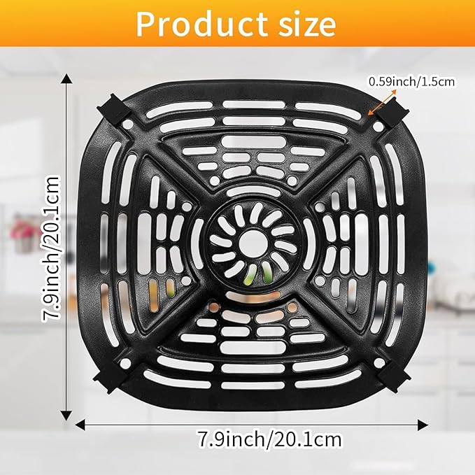 GCQ Air Fryer Grill Pan for Ninja Crispi Air Fryer FN101GY, Replacement Air Fryer Crisper Plate Grill Plate Tray Accessories with Rubber Bumpers, Dishwasher Safe