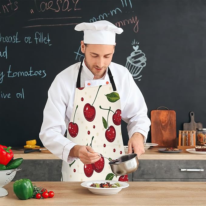 Cooking Aprons for Men and Women,Adjustable Bib Chef Apron with 2 Pockets, Soft and Durability Kitchen Apron