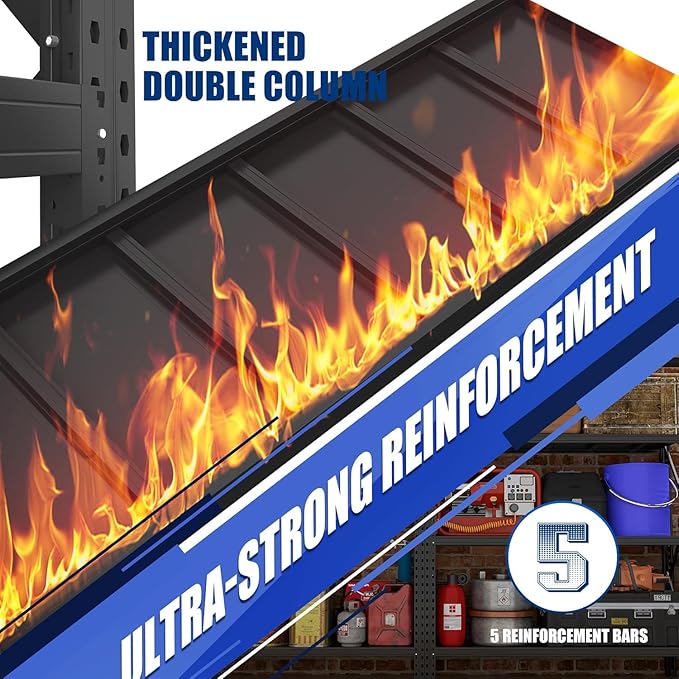 Heavy Duty Garage Shelving Units,6000LBS Deep Storage Shelves,Adjustable Metal Shelves,Large Steel Storage Racks,Industrial Shelving for Shop,Warehouse,Basement (Black, 24" D*52" W*48" H, 3 tier)