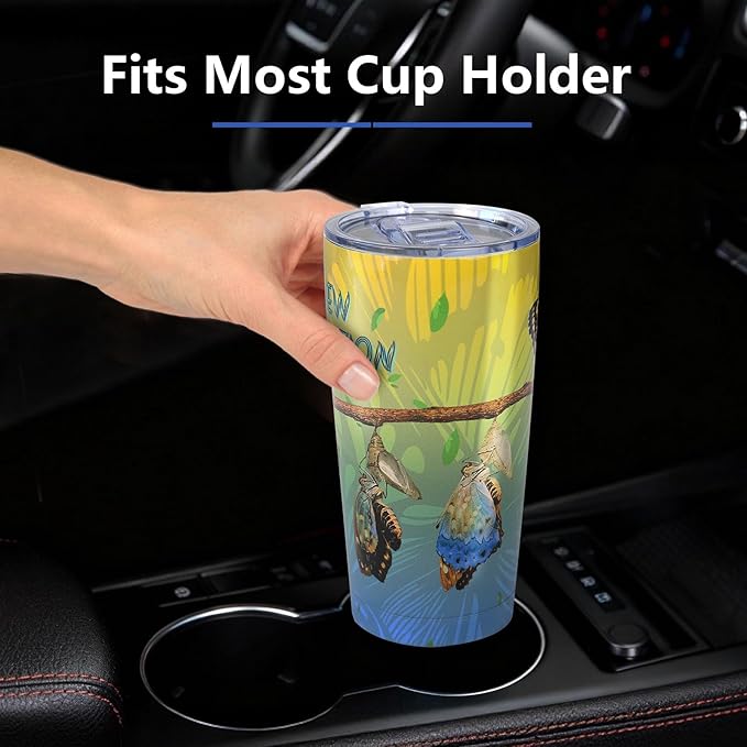 20oz Christian Butterfly Tumbler - Double Vacuum Insulation | Faith-Inspired Travel Coffee Mug, Religious Symbol of Resurrection, Leak-Proof Tumblers Cup for Hot/Cold, Thoughtful Gift