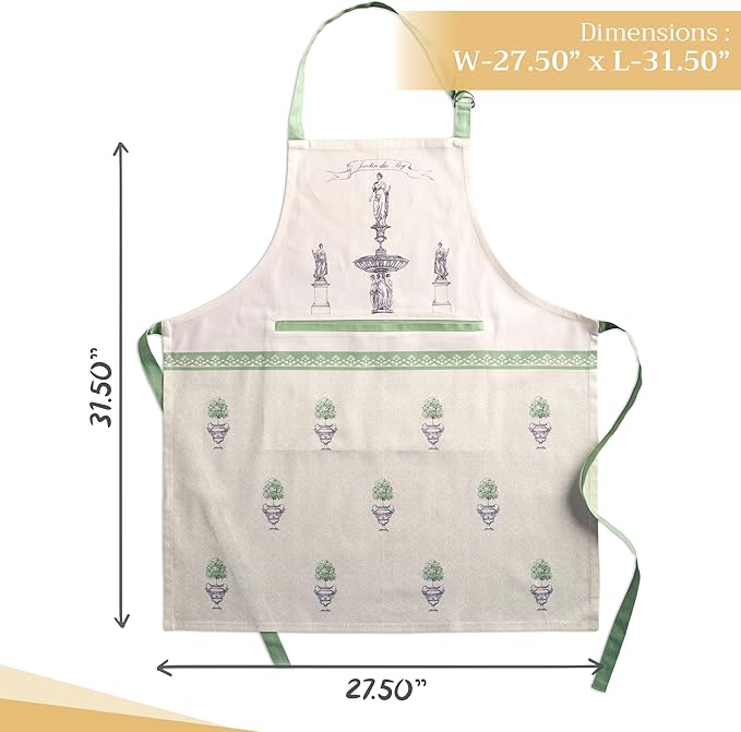 Maison d' Hermine 100% Cotton Apron for women with Pocket Kitchen Chef Apron for Men Cooking Gardening Server Waitress