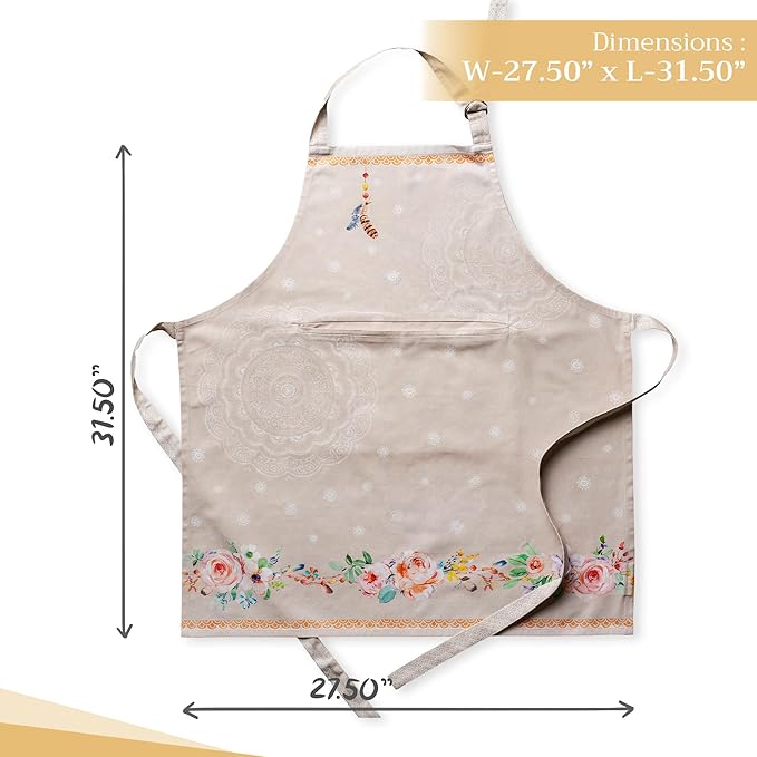 Maison d' Hermine 100% Cotton Apron for women with Pocket Kitchen Chef Apron for Men Cooking Gardening Server Waitress