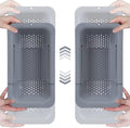 BLUE GINKGO Sink Colander Baskets - (Pack of 2) Wash Vegetables and Fruits, Drain Cooked Pasta and Dry Dishes - Extendable - New Home Kitchen Essentials (2 Grey)