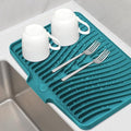 Silicone Dish Drying Mat for Kitchen Counter, Dish Drying Pad, Non-Slip Drain Pad with Built-in Drain, Heat Resistant Stone Drying Mat(15.8" x 13", Green)
