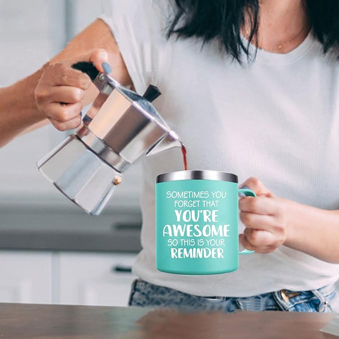 Birthday Gifts for Women - Sometimes You Forget You Are Awesome Mug - Inspirational Presents for Women Sister Mom Daughter, Teacher Gifts 14OZ Green