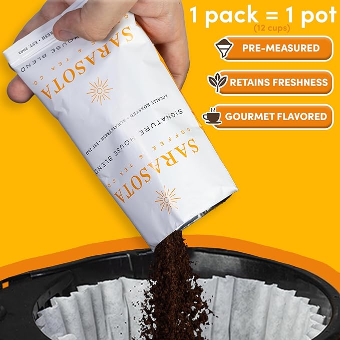Coffee Packets – 1.5oz Hotel Coffee Packets, Breakfast Blend Ground Roast, Pre-Measured Single-Pot Brew Bags for 12 Cup Makers (42 Count)