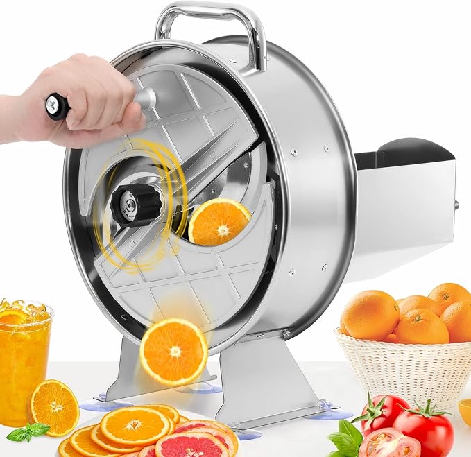 WICHEMI Commercial Vegetable Slicer Machine Manual Fruit Slicer Potato Slicer Stainless Steel Vegetable Fruit Cutter Food Slicing Machine for Potatoes Lemons Tomatoes Onions