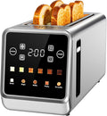 4 Slice Toaster with Smart Digital Touchscreen & 1-Touch Memory | Stainless Steel Long Extra-Wide Slot for Bagels & Artisan Bread | Single-Slice Defrost and Reheat Modes