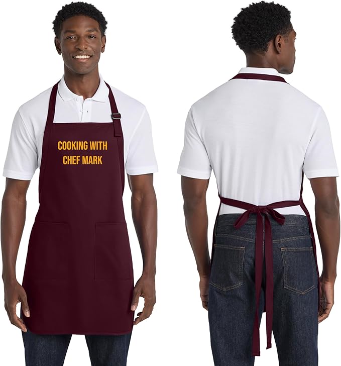 Custom Text Cooking & BBQ Apron – Personalized Chef or Grill Gift – Full Length (1-3 Lines)