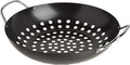 TableCraft BBQ Metal Handle 13-Inch Non Stick Coating Round Grilling Wok, Small, Black
