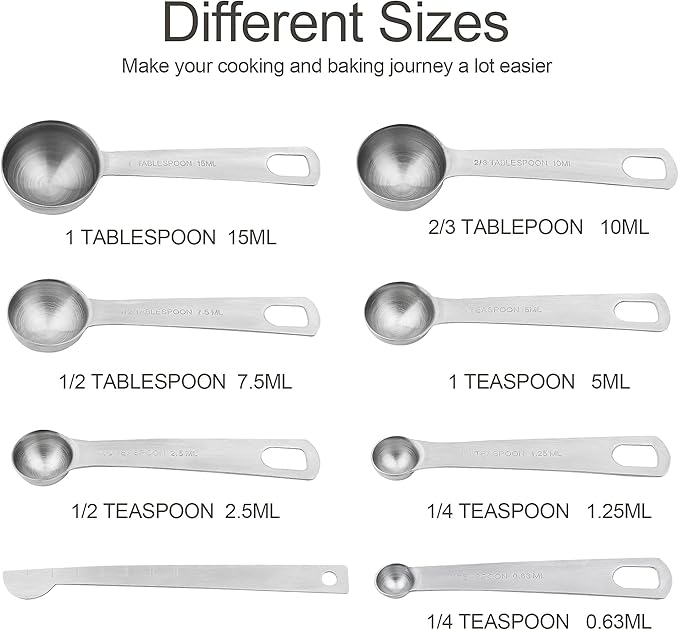 Smithcraft Measuring Cups and Spoons Set 15, Metric & US 18/8 Stainless Steel Measuring Cups and Spoons Set for Baking & Kitchen, 6 Measure Cups & 7 Spoons Leveler & Measure Equivalents for Dry&Liquid