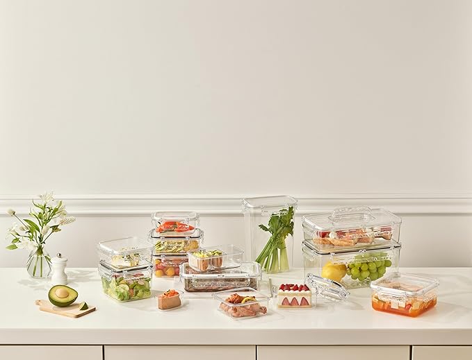 Airtight Food Storage Containers with Lids Gift Set (6 pack) BPA-Free | Clear | Microwave, Freezer and Dishwasher Safe | Leak-Proof | Kitchen Fridge Organizer Fruit Boxes | Fresher Food