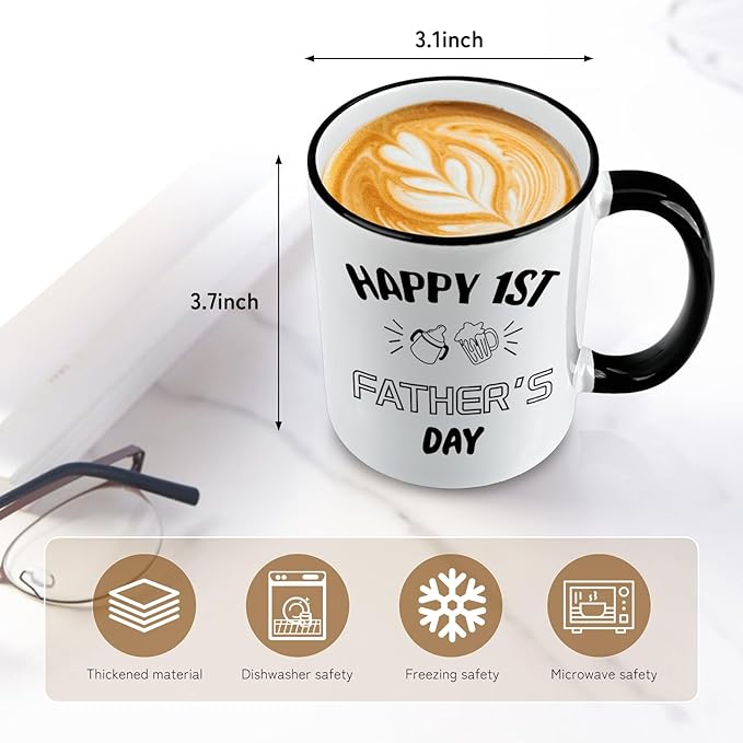 First Time Dad Gifts, New Dad Gifts, Happy 1st Father's Day Coffee Mug, First Fathers Day Gift for New Father, Fathers Christmas Gift for Papa, 11Oz
