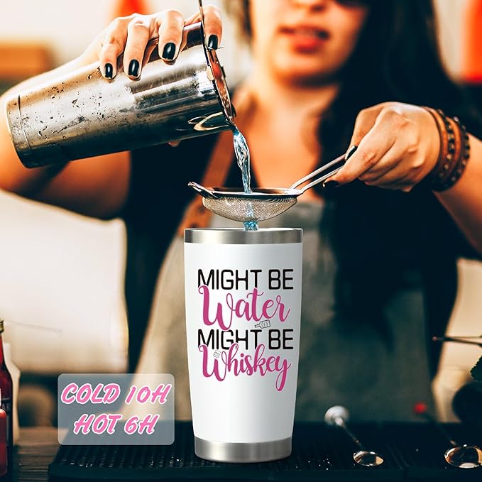 LiqCool Funny Tumblers for Women, 20 Oz Might Be Whiskey Tumbler, Wine Gifts for Women Mom Friend Sister, Funny Whiskey Glass, Wine Gifts for Christmas Birthday Mother's Day