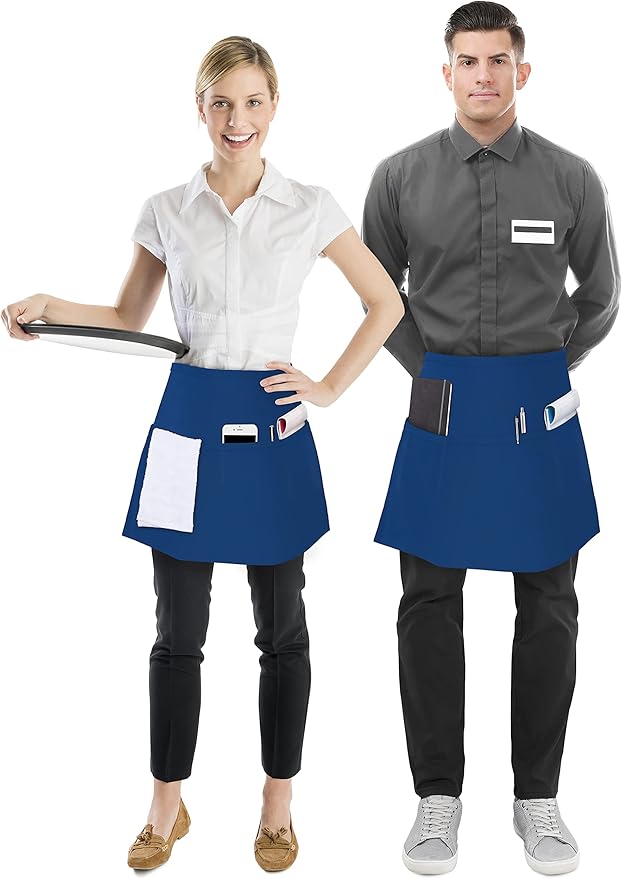 Utopia Wear 12 Pack Server Apron with 3 Pockets, Waist Apron for Waiter Waitress, 12 Inches