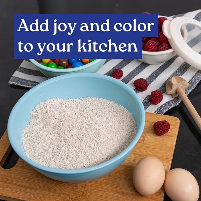 WHYSKO Mixing Bowl Set, 12 Piece Colorful Plastic Mixing Bowls with Lids Set for Food Prep Storage and Serving, Microwave and Dishwasher Safe for Kitchen Baking Cooking