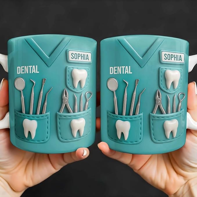 Personalized Dentist Mug, Dental Equipment Design Custom Coffee Cup, Gift For Dentists Or Dental Assistants, Graduation Gift For Dental Students, Dentistry Appreciation Present For Men And Women