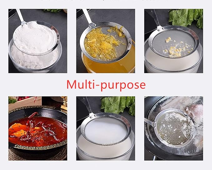 3pcs Skimmer Spoon(Small, Medium, Large), Stainless Steel Spider Strainer Skimmer Spoon Grease Fine Mesh Strainer Skimmer Spoons for Cooking Frying Skimming Grease, Foam and Gravy