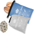 Bread Bags for Homemade with Beeswax Wrap - Zipper Reusable Bread Bag for Sourdough 2-Pack, Large Reusable Food Storage Bag to Keep Sourdough Fresh, Freezer-Safe, Eco-Friendly (Blue&Grey)