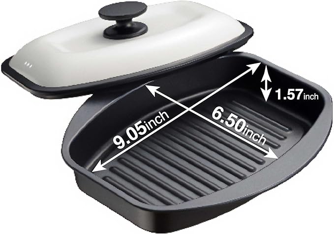 7-in-1 Microwave Grill Pan with Lid (L) size - Pariju Nonstick Cookware for Quick, Healthy Meals