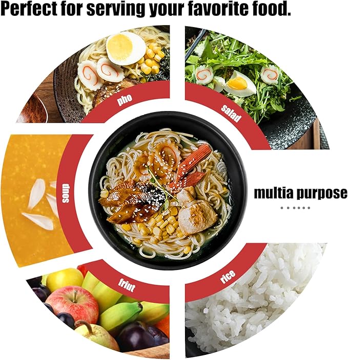 shopwithgreen Thin Plastic & Wheat Straw Japanese Ramen Bowl Set of 4, 44 OZ Large Ramen Bowls for Pho Thai Udon Soup Buldak Noodles, Dishwasher & Microwave Safe, Wheat Straw Bowls Set, NOT CERAMIC