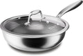 COOKER KING 11-Inch Wok with Lid, Hybird Nonstick Wok Professional Grade, Stainless Steel Woks & Stir-Fry Pans, Stay-Cool Handle, Dishwasher & Oven-Safe,Compatible with All Cooktops