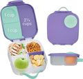 b.box Mini Lunch Box, Bento Box for Kids, Snack Container with 2 Leak Proof Compartments, Reusable Snack Containers with Lids, Kids Lunch Boxes Ages 3+, BPA Free, 4 1/4 Cup Capacity (Lilac Pop)