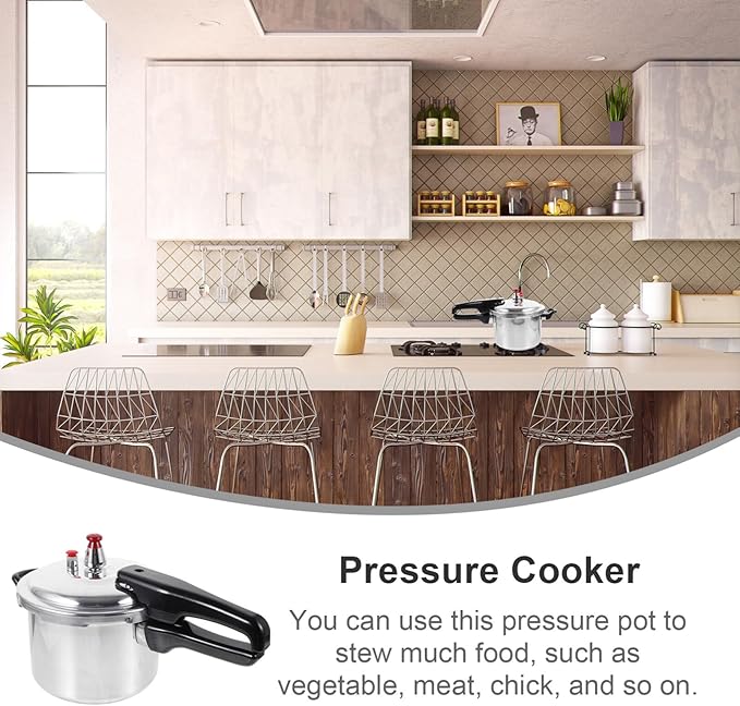 DOITOOL Aluminum Pressure Cooker 16cm/6.3inch Bottom Small Pressure Cooker for Gas Stove Induction for Home Cooking, Silver