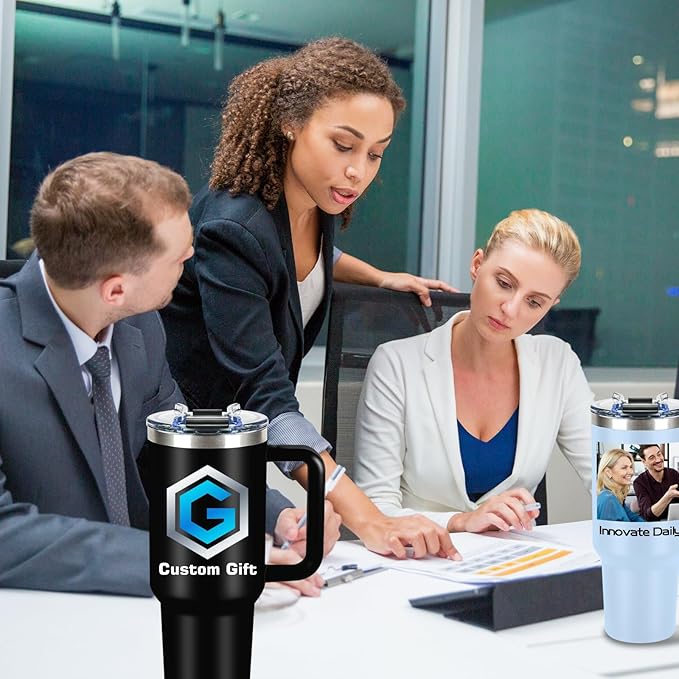 Personalized Tumbler with Pictures Text Name, Personalized Birthday Gifts for Men Women, Custom Stainless Steel Water Bottle Travel Coffee Mug, Anniversary Wedding Gifts (40oz photo)